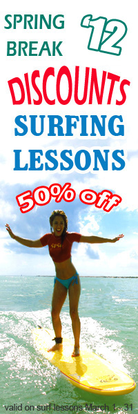spring break discount - half price surfing lessons in South Padre Island