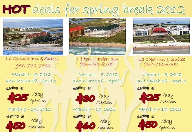 La Quinta, La Copa, and Hiton Garden Inn offer Spring Break Hotel discounts
