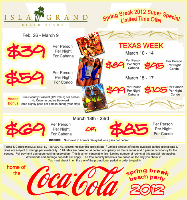 Stay and play at the Isla Grand home of the Coca Cola beach party 