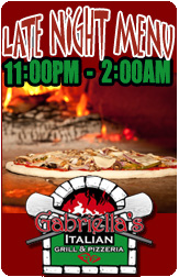 Late Night Menu at Gabriella's Restaurant