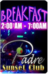 After Hours Menu at Padre Sunset Club